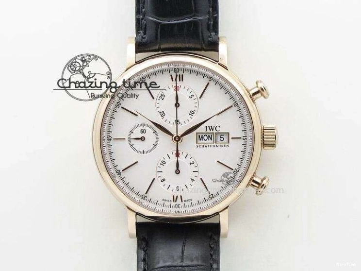 MIROTIME 0411 Efficient Portofino Chrono RG ZF 1:1 Best Edition White Dial on Brown Leather Strap A 7151